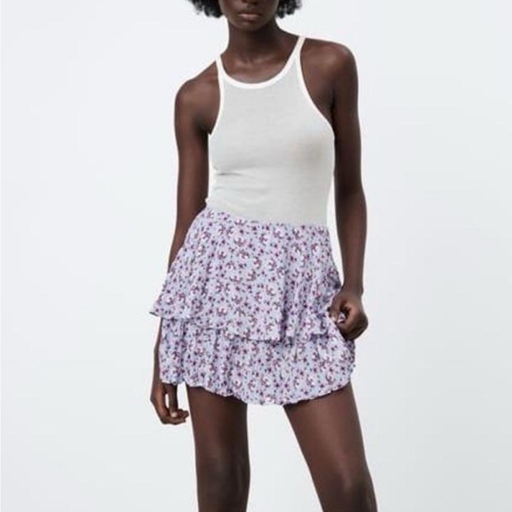 🆕Zara Womens Skort Tiered Ruffled Skirt